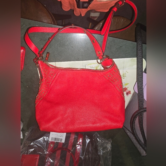 ❄️❄️ SET !!!Nwot Michael Michael Kors Stud Embellished Leather Hobo - Picture 10 of 12